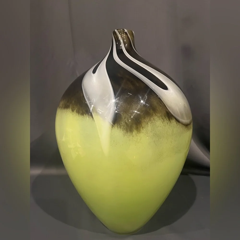 Pier 1 Imports‎ Green Brown Glass Swirl Large Vase